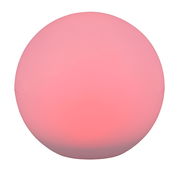 Runde, rosa leuchtende Solar-Außenleuchte MELO, seitliche Perspektive