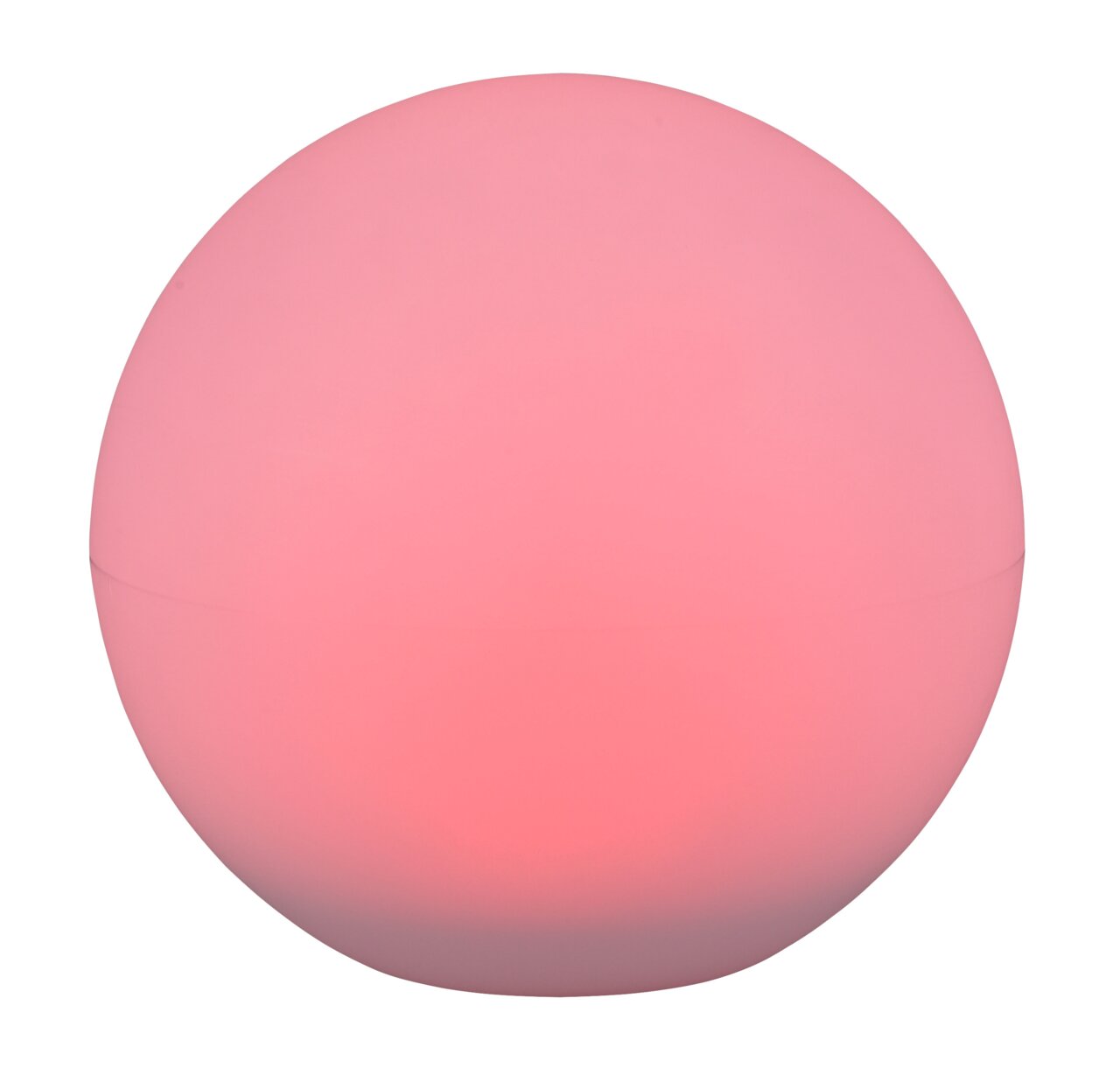 Runde, rosa leuchtende Solar-Außenleuchte MELO, seitliche Perspektive