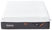 Viscomatratze 80x200 firm von vorne, mit weißem Obermaterial und grauem Seitenbezug, Markenlogo sichtbar.