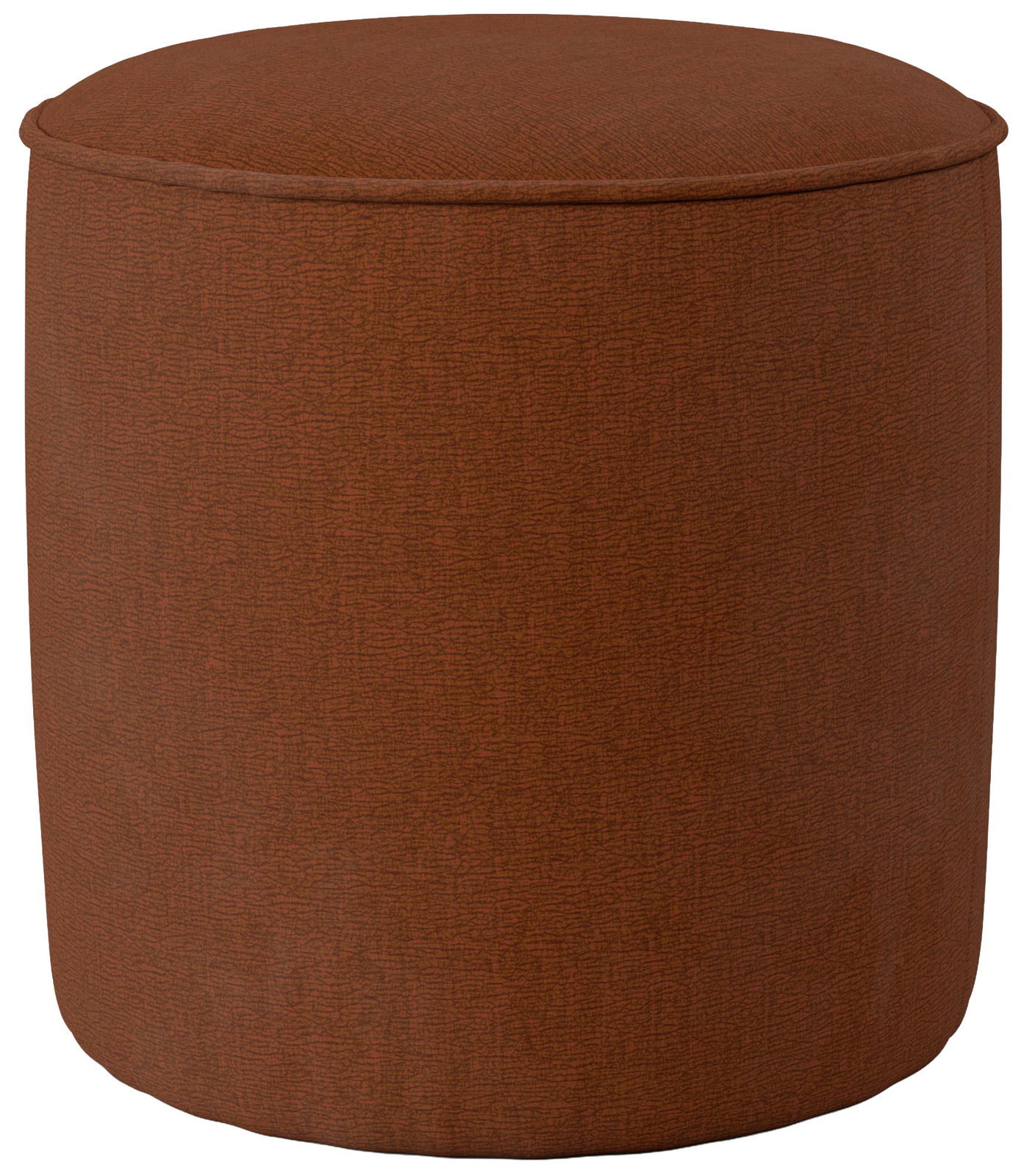 Lounge Handmade Hocker CIRCLE Brauner, runder Hocker mini aus Stoff, seitliche Perspektive