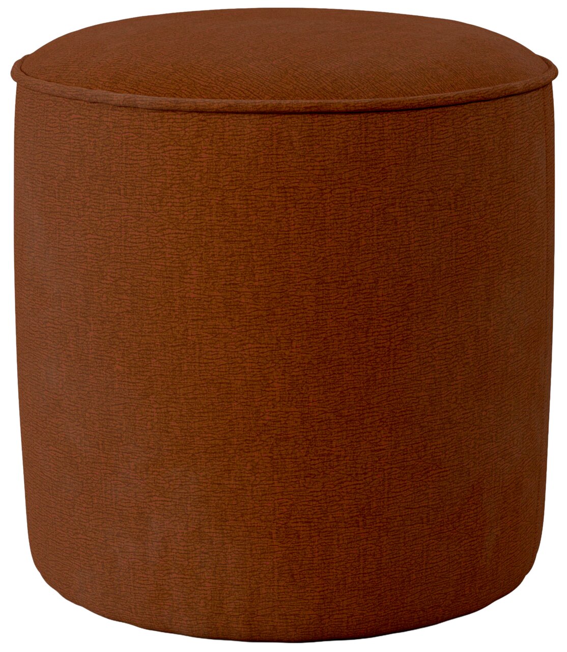 Brauner, runder Hocker mini aus Stoff, seitliche Perspektive