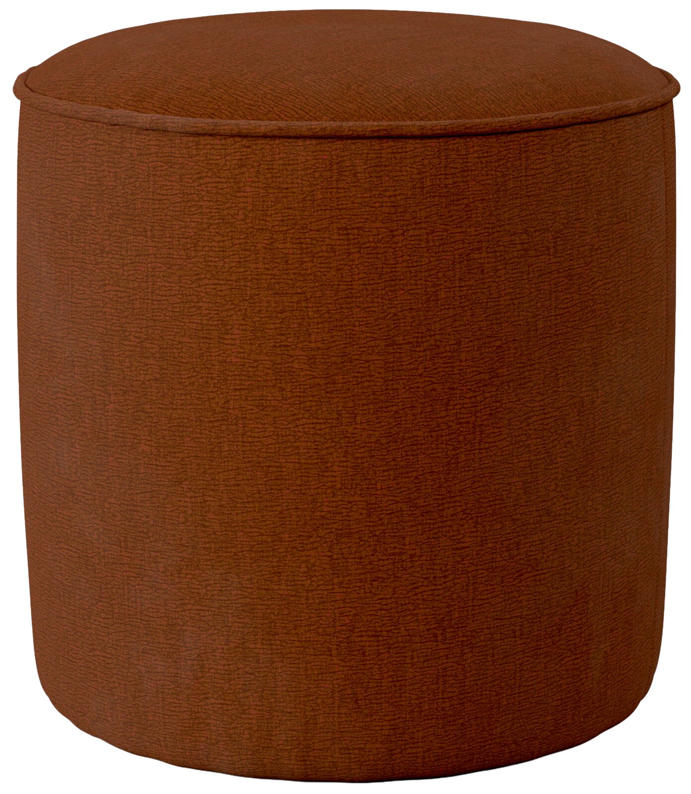 Brauner, runder Hocker mini aus Stoff, seitliche Perspektive