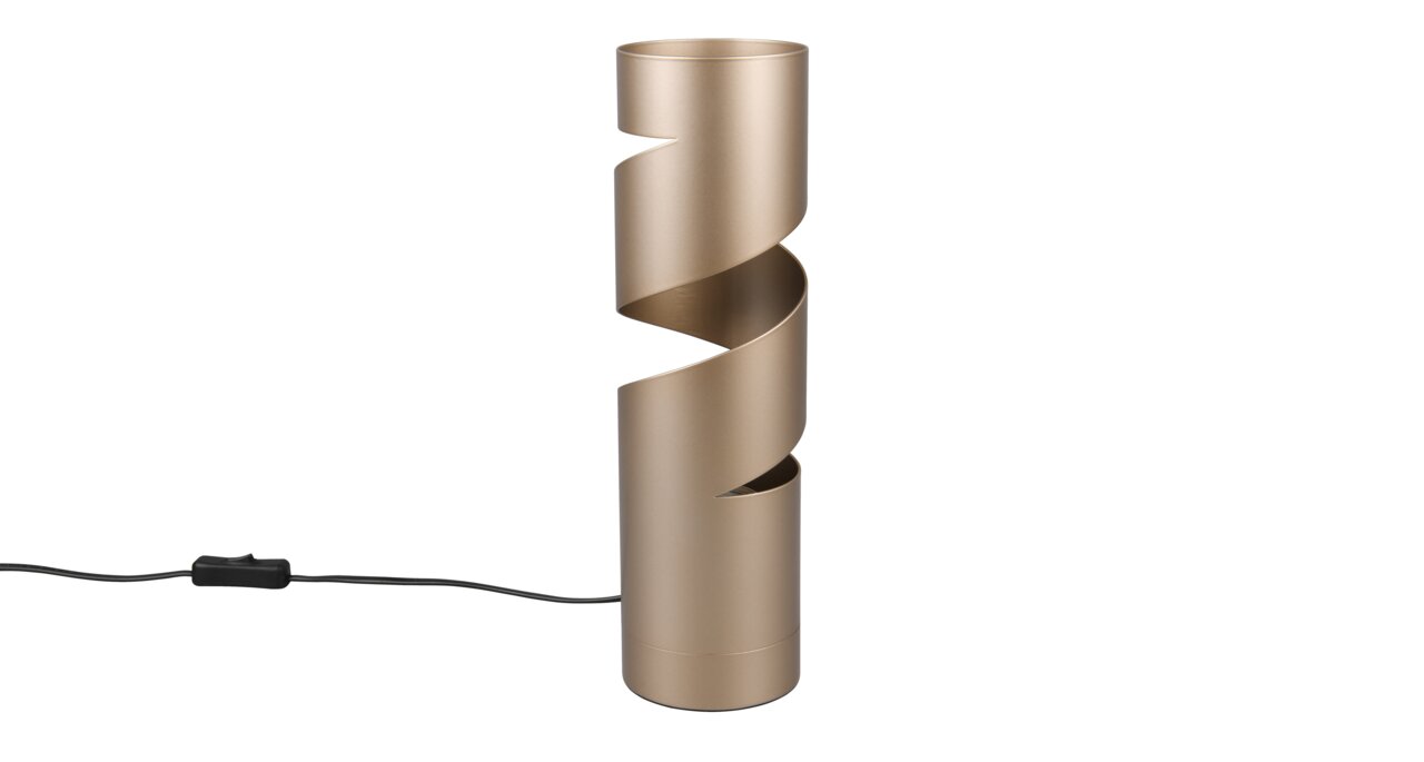 Moderne Tischleuchte Stream in spiralförmigem Design, seitliche Perspektive