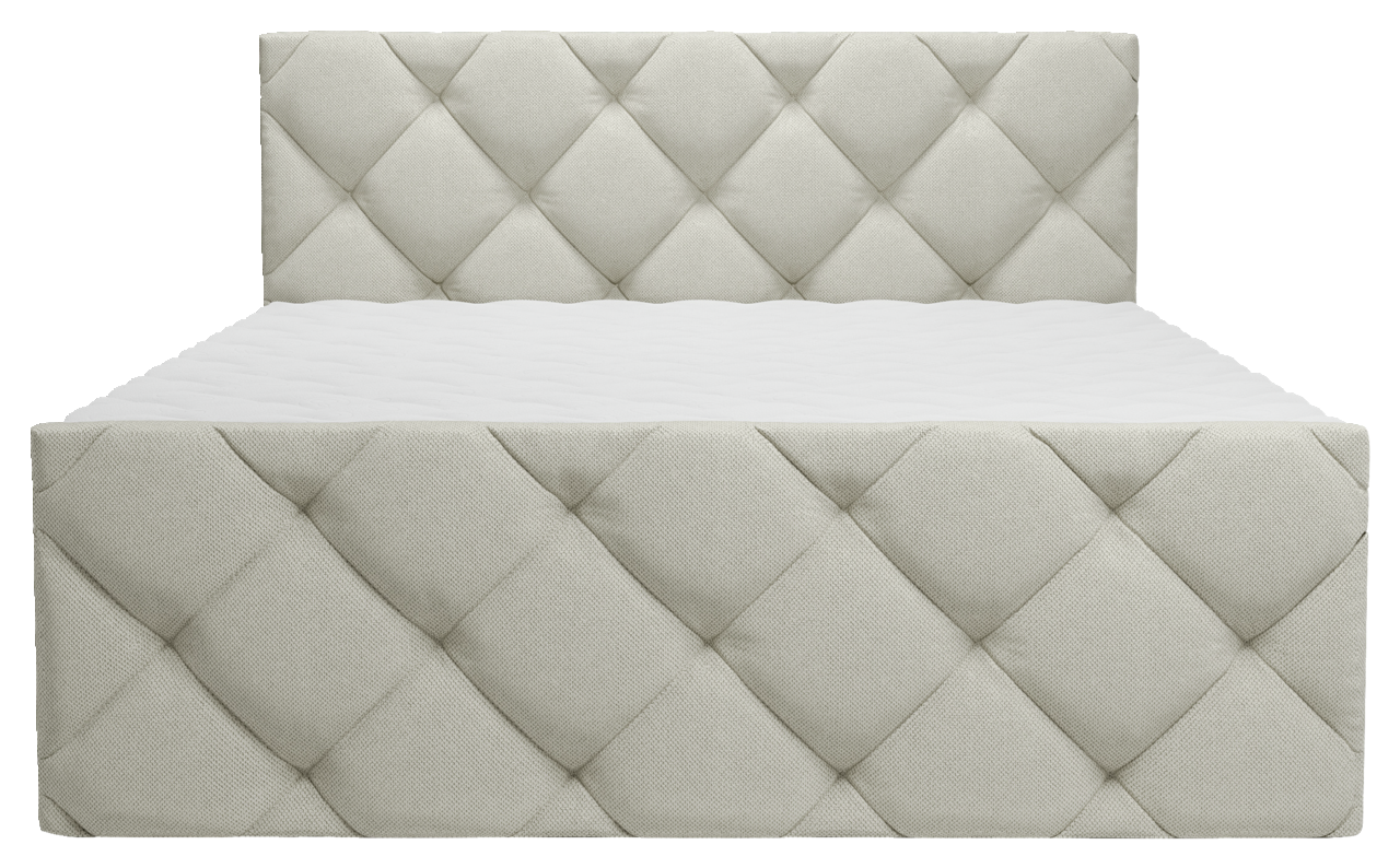 Boxbett mit gestepptem Kopfteil und Fußteil in Vorderansicht