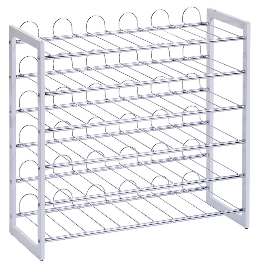 Weinregal aus Metall für 36 Flaschen, seitliche Perspektive