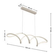 Moderne LED-Hängeleuchte mit geschwungenem Design, seitliche Perspektive