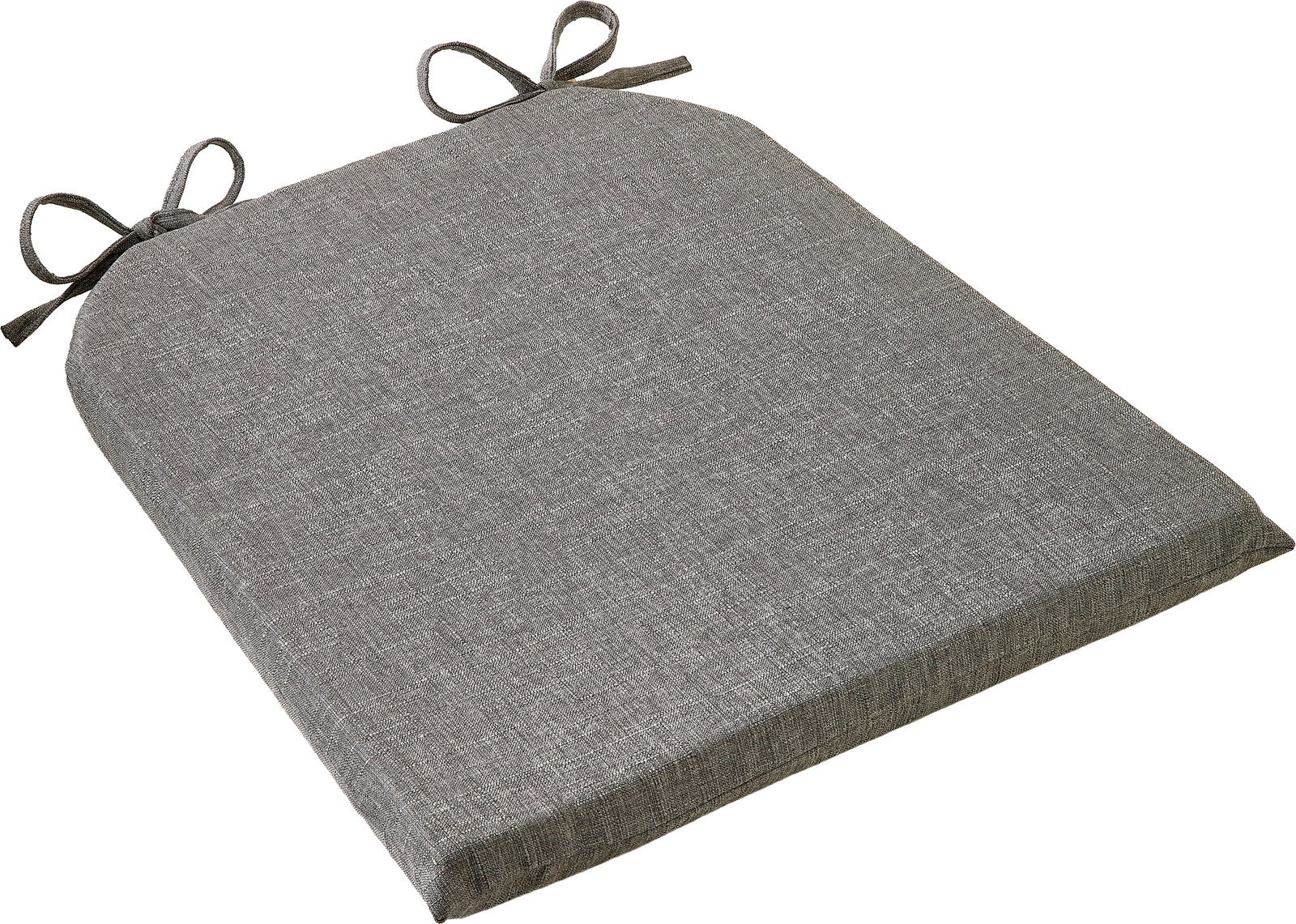 Linneweber Sitzkissen COMFORT Graue Sitzauflage mit Schleifen zur Befestigung, von oben betrachtet.