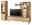 Moderne Wohnwand aus Holz mit TV-Schrank, Regal und Vitrine, frontal betrachtet