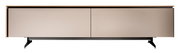 Frontansicht eines modernen TV-Elements mit zwei Türen in neutralen Farben und einem minimalistischen Design.