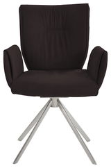 Moderner schwarzer Sessel der Serie JAZZ von Dieter Knoll mit Metallbeinen, Frontalansicht.