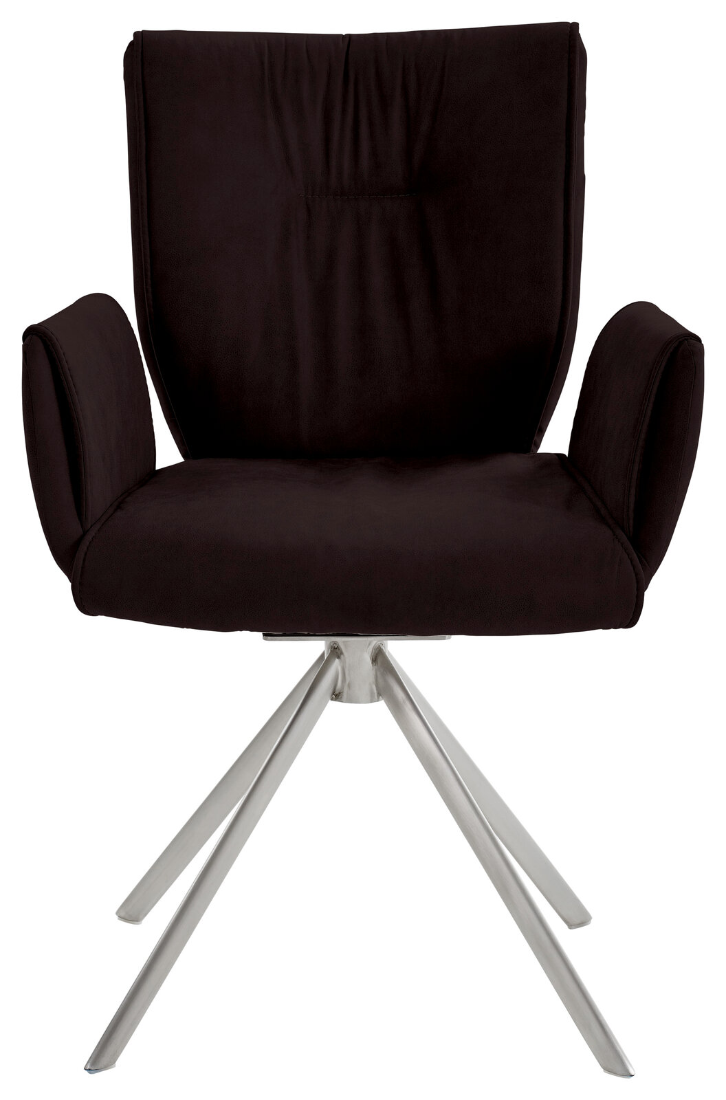 Moderner schwarzer Sessel der Serie JAZZ von Dieter Knoll mit Metallbeinen, Frontalansicht.