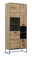 Vitrine MANHATTAN aus Holz mit Glasfront und Metallgestell, seitliche Perspektive