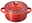 Rote Mini-Cocotte von Le Creuset mit herzförmigem Knauf, seitliche Perspektive