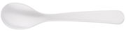 Weißer Eierlöffel aus Kunststoff, seitliche Ansicht