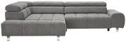 Graues Ecksofa TAIFUN mit Ottomane links, Vorderansicht