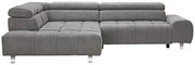 Graues Ecksofa TAIFUN mit Ottomane links, Vorderansicht