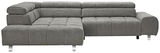 Graues Ecksofa TAIFUN mit Ottomane links, Vorderansicht