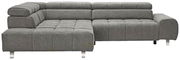Graues Ecksofa TAIFUN mit Ottomane links, Vorderansicht