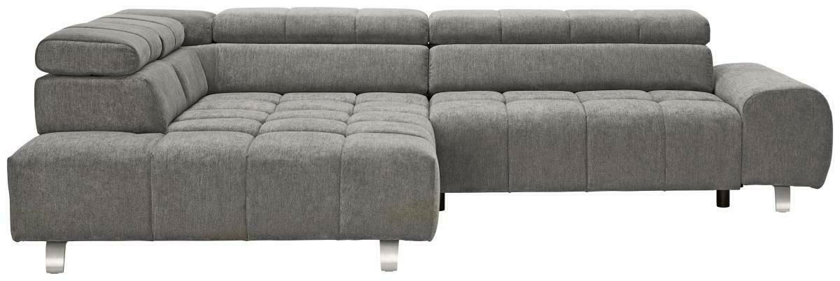Graues Ecksofa TAIFUN mit Ottomane links, Vorderansicht