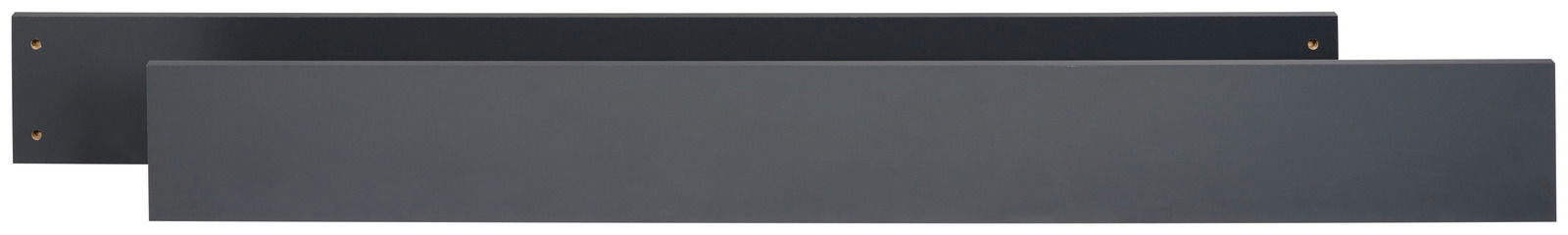 Zwei schwarze Umbauseiten aus Metall, frontal betrachtet