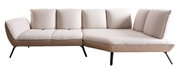 Beige Longchairkombination mit schwarzem Metallgestell, seitliche Perspektive