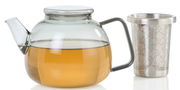 Glas-Teekanne Yuna mit Edelstahl-Teesieb, seitliche Perspektive