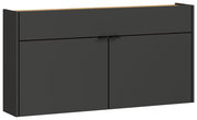 Moderner, breiter Hängeschuhschrank in dunklem Grau, frontal abgebildet.