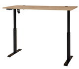 Höhenverstellbarer E-Schreibtisch aus Melamin mit schwarzem Gestell, seitliche Perspektive
