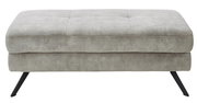Grauer XXL-Hocker mit schwarzem Metallgestell, seitliche Perspektive