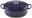 Blauer ovaler Bräter von Le Creuset mit Deckel, seitliche Perspektive