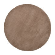 Runder, weicher Teppich in Beige, Draufsicht