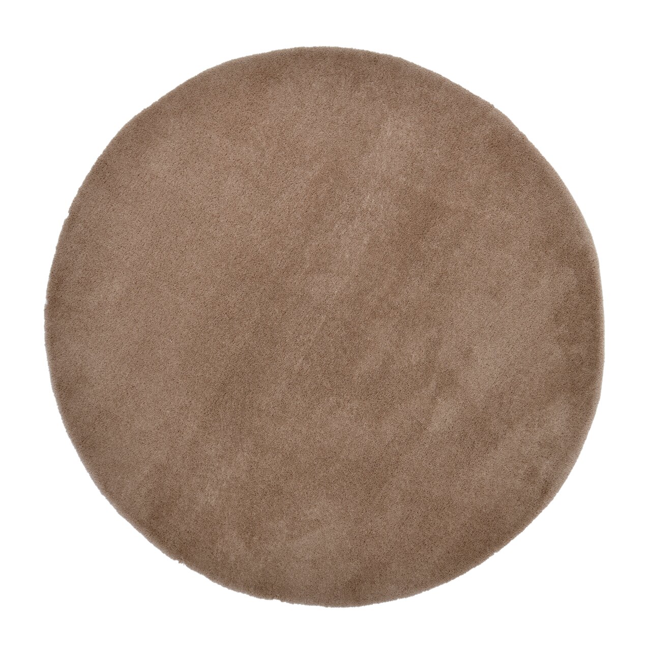 Runder, weicher Teppich in Beige, Draufsicht