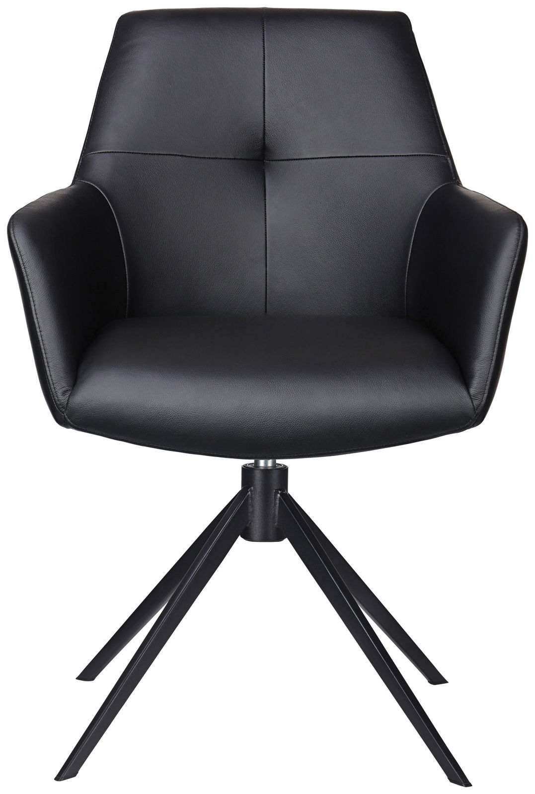 Schwarzer Armlehnstuhl mit modernem Design, Vorderansicht