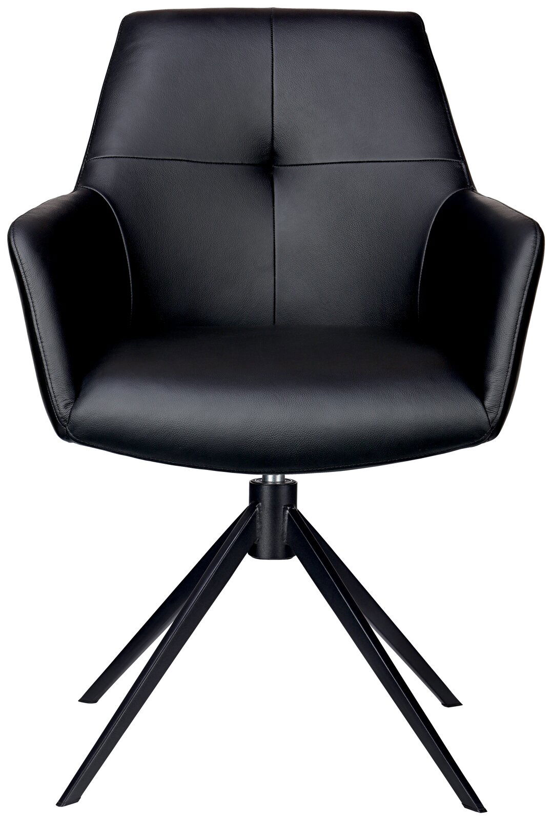 Schwarzer Armlehnstuhl mit modernem Design, Vorderansicht