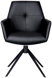 Schwarzer Armlehnstuhl mit modernem Design, Vorderansicht