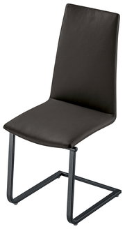 Moderner schwarzer Stuhl mit Metallgestell, seitliche Perspektive