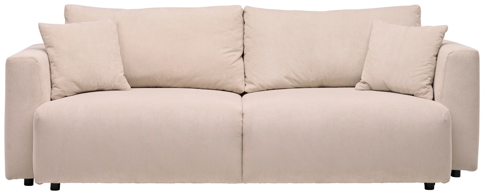 Beiges Funktionssofa PONTE mit zwei Kissen, Frontalansicht