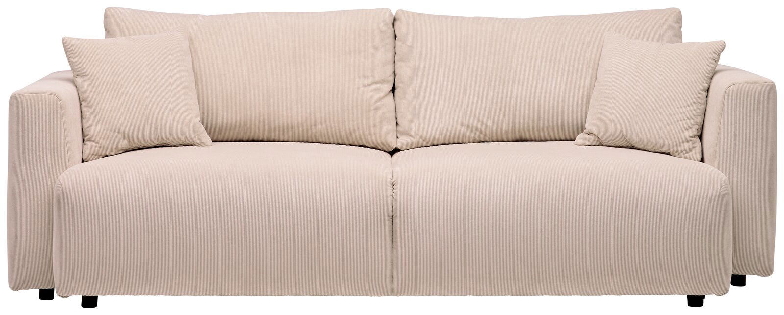 Beiges Funktionssofa PONTE mit zwei Kissen, Frontalansicht