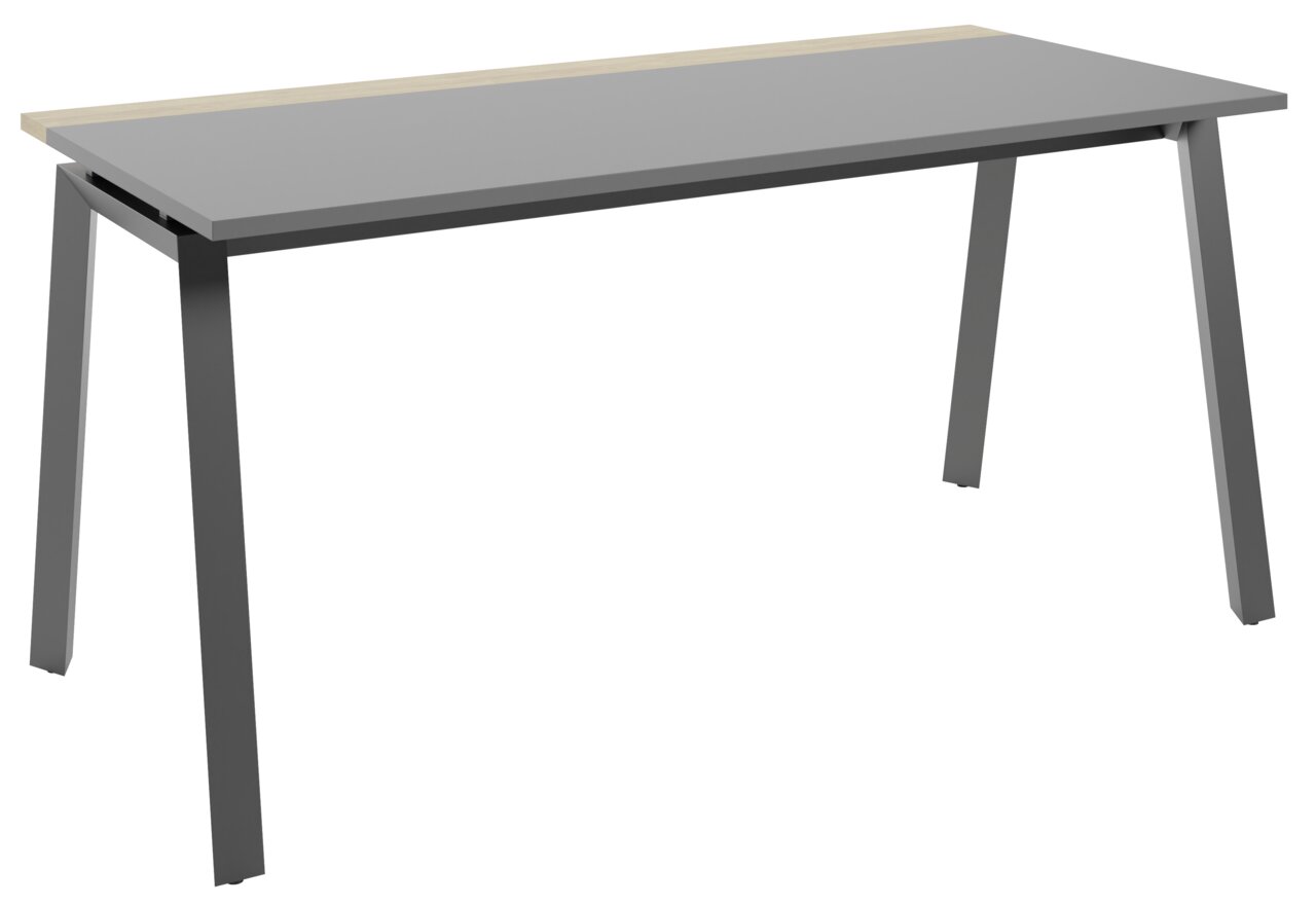 Novel Bureau COLORADO Moderner Schreibtisch mit grauer Tischplatte und schrägen Beinen, seitliche Perspektive