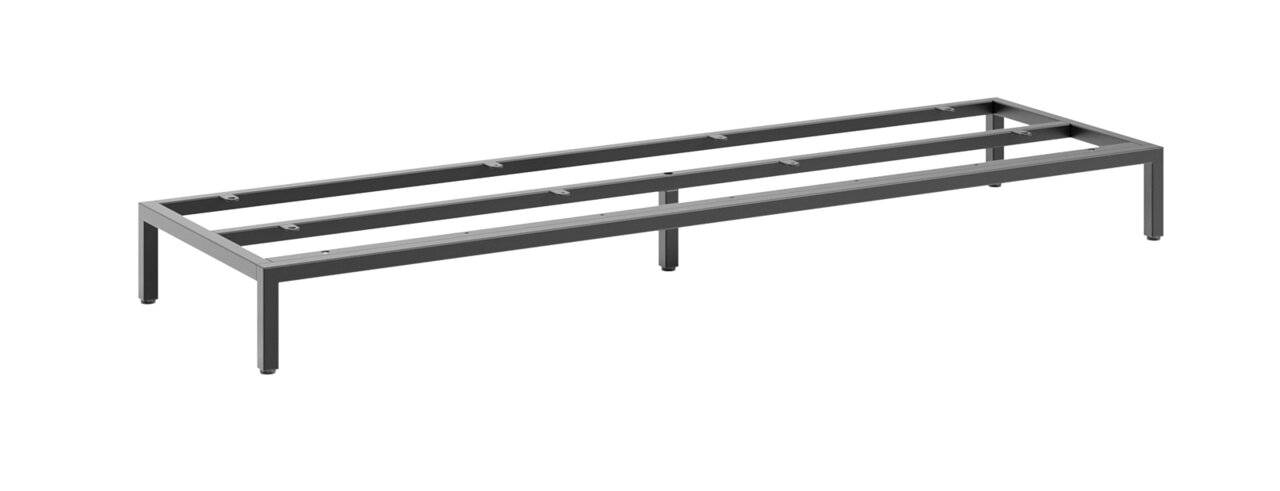 Novel Metalluntergestell MALIN Metalluntergestell in seitlicher Perspektive, rechteckige Form mit vier Beinen und Querstreben.