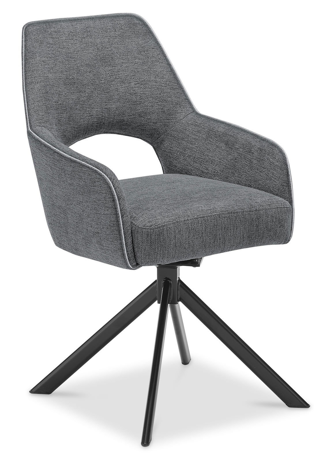 Set one by Musterring Armlehnstuhl SET ONE WINSTON Grauer Armlehnstuhl mit modernem Design, seitliche Perspektive