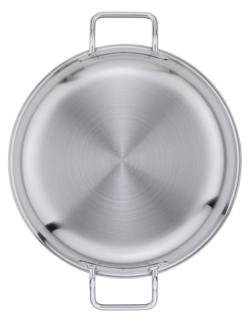 Serveerpan XL CLASSIC 28 cm van roestvrij staal, bovenaanzicht