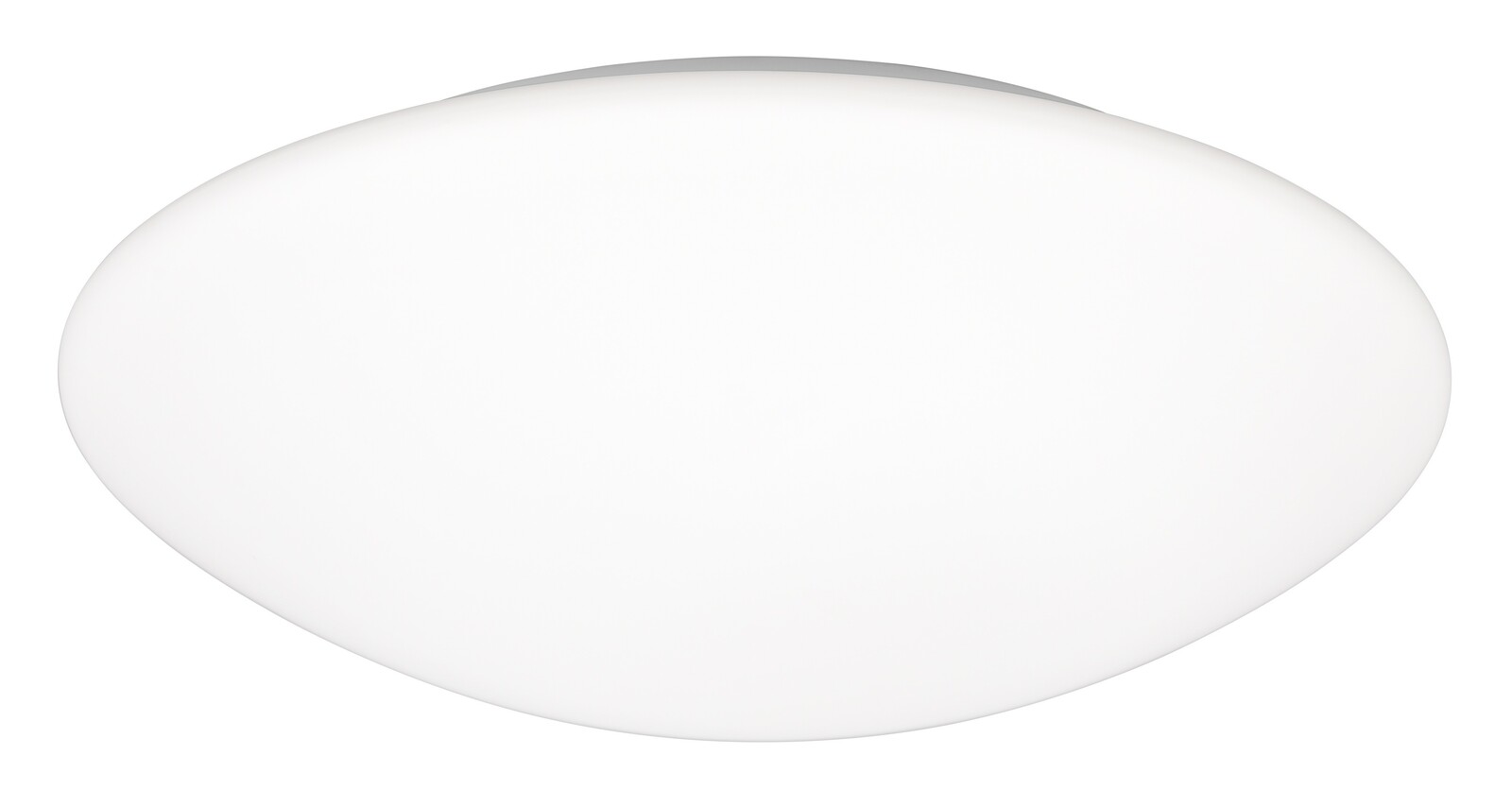 Runde, weiße Deckenleuchte aus der Seitenperspektive