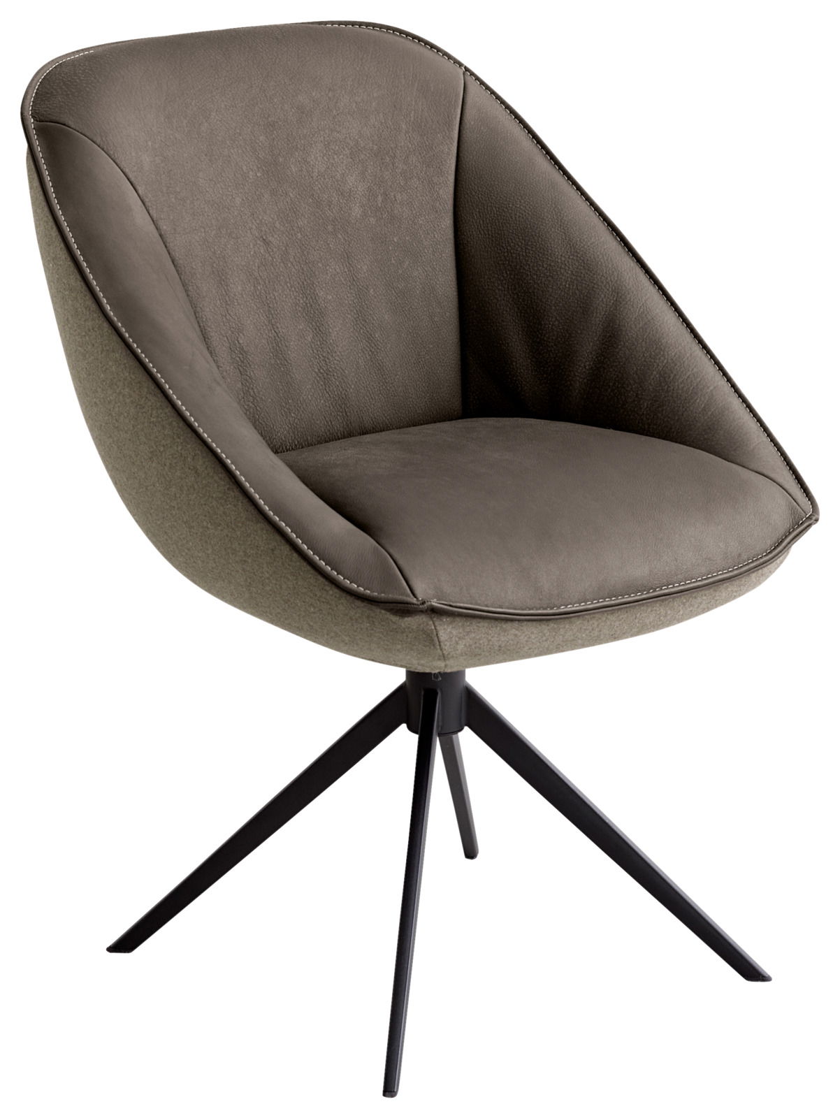 Koinor Armlehnstuhl Moderner Armlehnstuhl mit braunem Polster und schwarzem Metallgestell, seitliche Perspektive