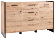 Kommode aus Holz mit drei Schubladen und zwei Türen, frontale Ansicht