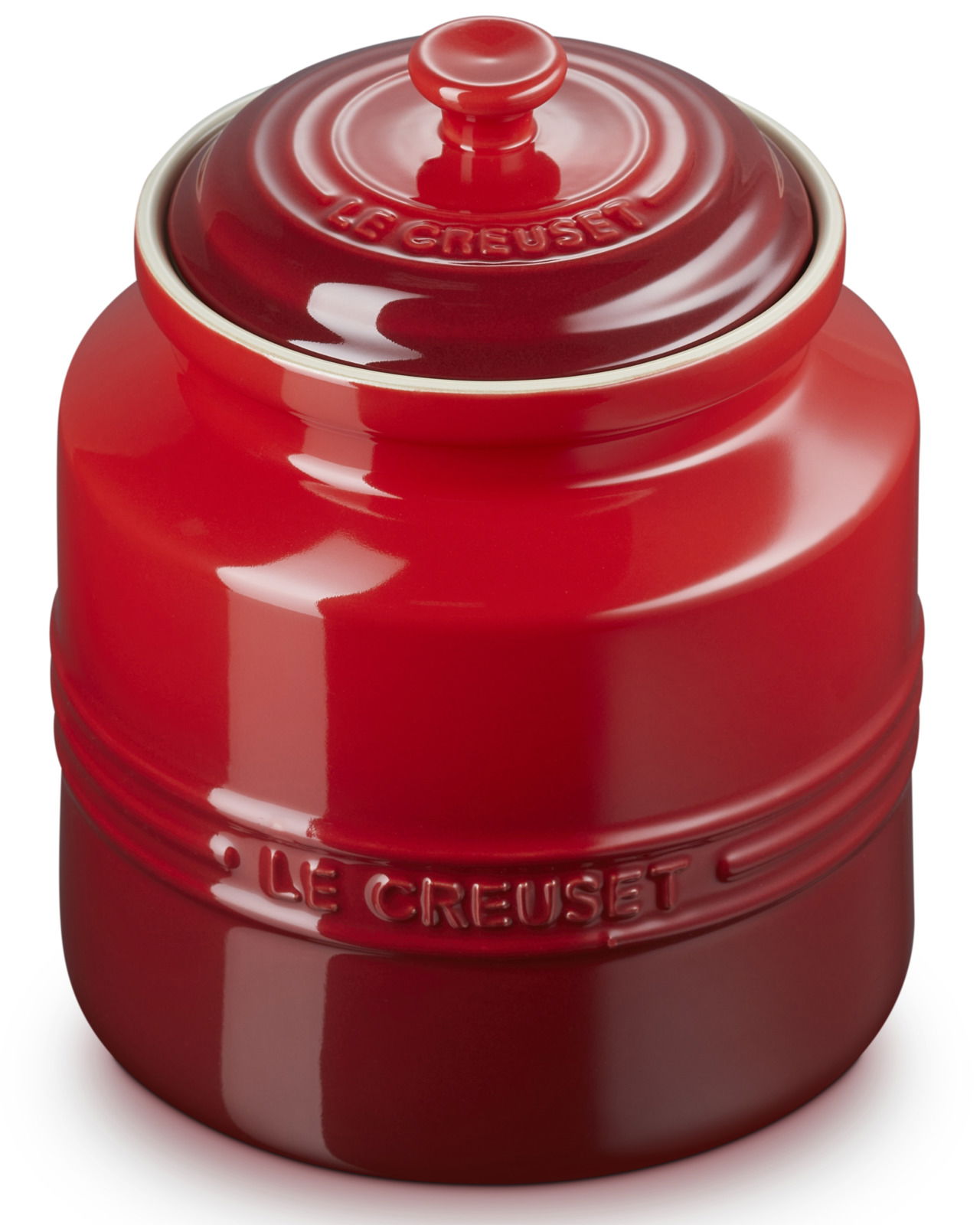 Rote Keksdose mit Deckel, 2,4 L, von oben fotografiert