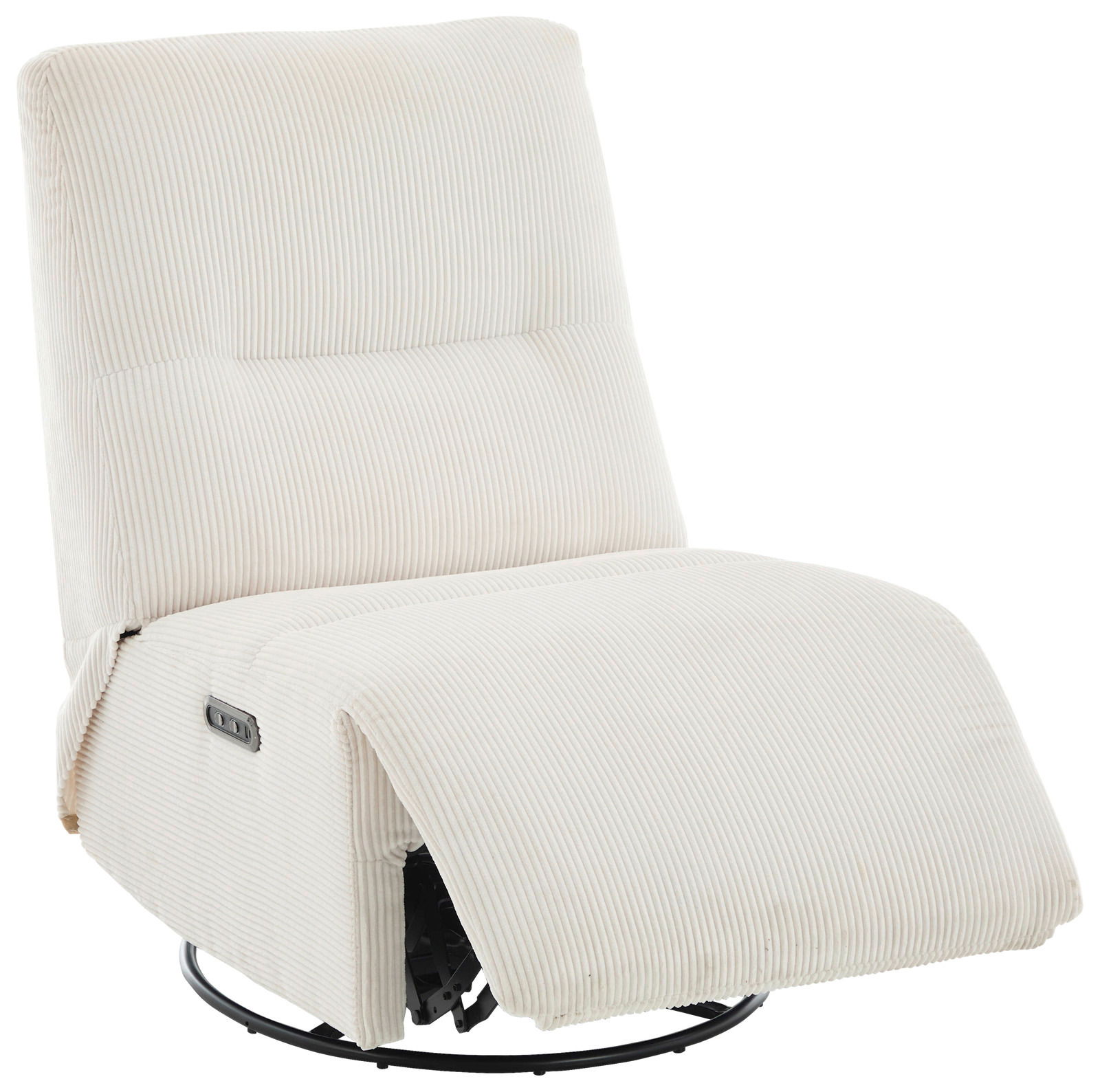 Beiger Relaxsessel TRIXI aus Cordstoff, seitliche Perspektive