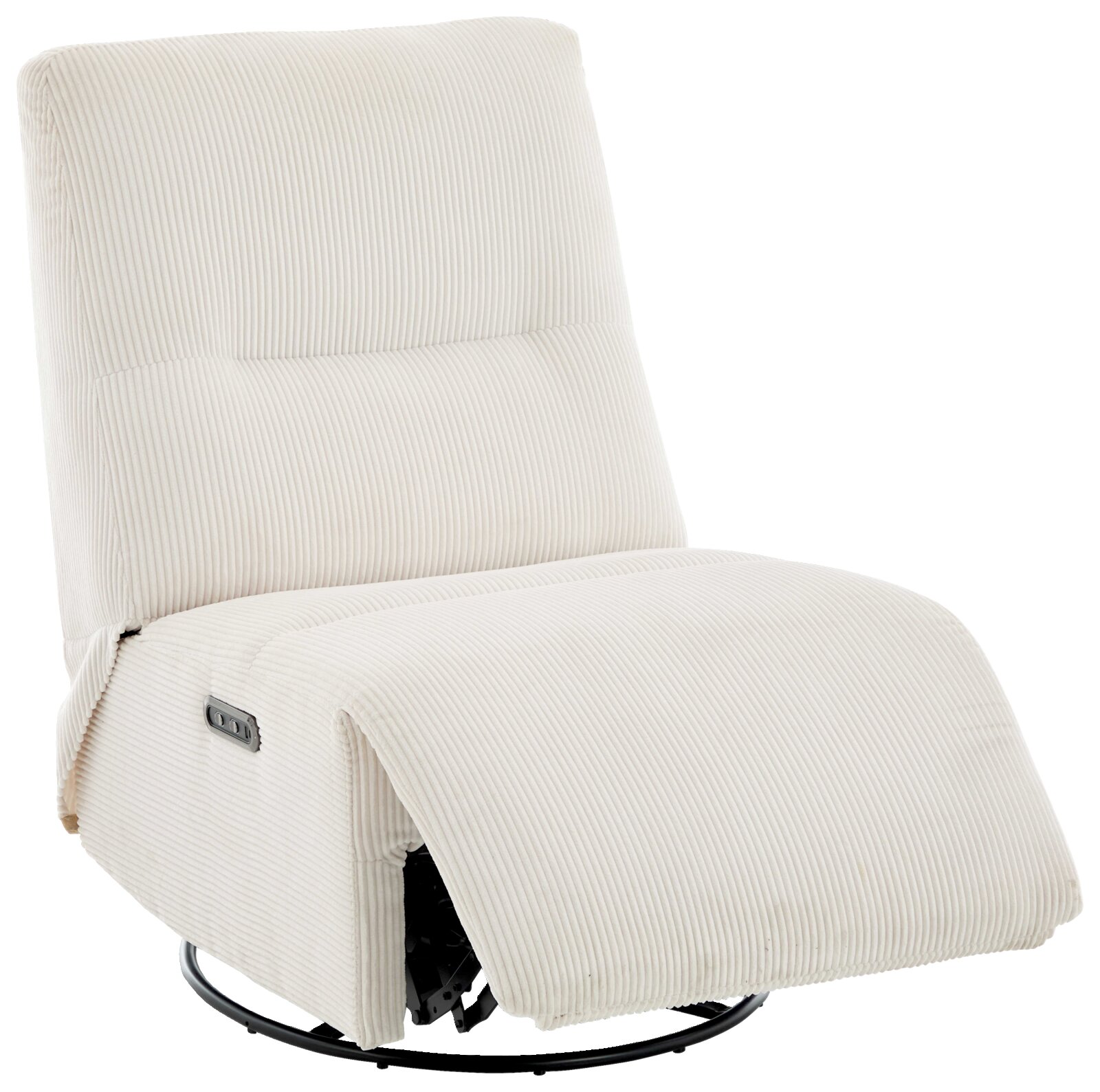 Beiger Relaxsessel TRIXI aus Cordstoff, seitliche Perspektive