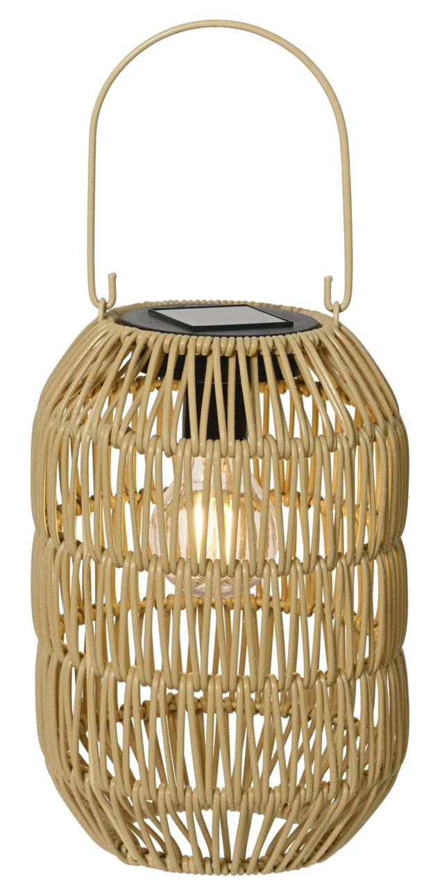 Lumineo Solar Laterne Solarbetriebene Laterne aus Eisen mit geflochtenem Design, seitliche Perspektive