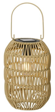 Solarbetriebene Laterne aus Eisen mit geflochtenem Design, seitliche Perspektive